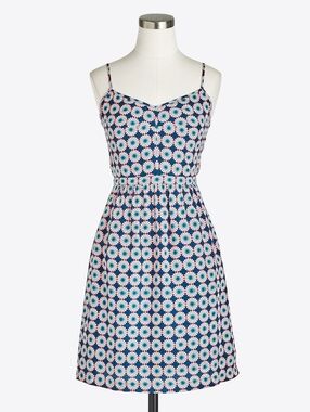 J. CREW FACTORY Teal & Orange Floral Printed Cami Dress | SZ 0